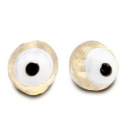 Evil Eye glaskraal 8mm Gebroken wit